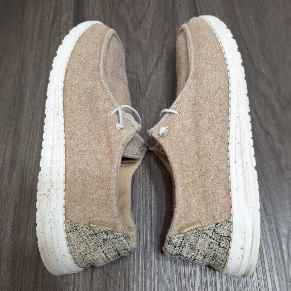 Hey Dude Womens 10 Wendy Tan Herringbone Slip On Loafers Comfort Shoes 121411700